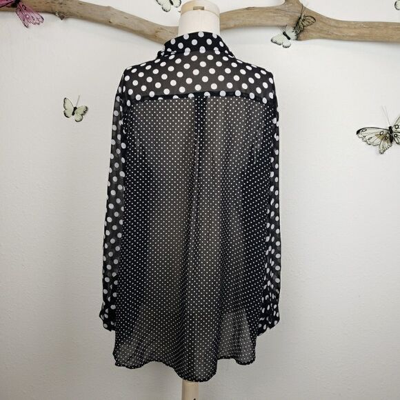 Torrid color blocked sheer polka dot blouse - Picture 3 of 4